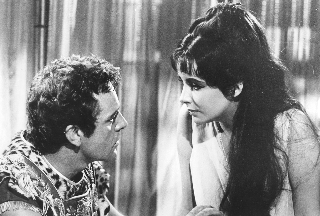 Elizabeth Taylor and Richard Burton are shown in a scene from "Cleopatra."