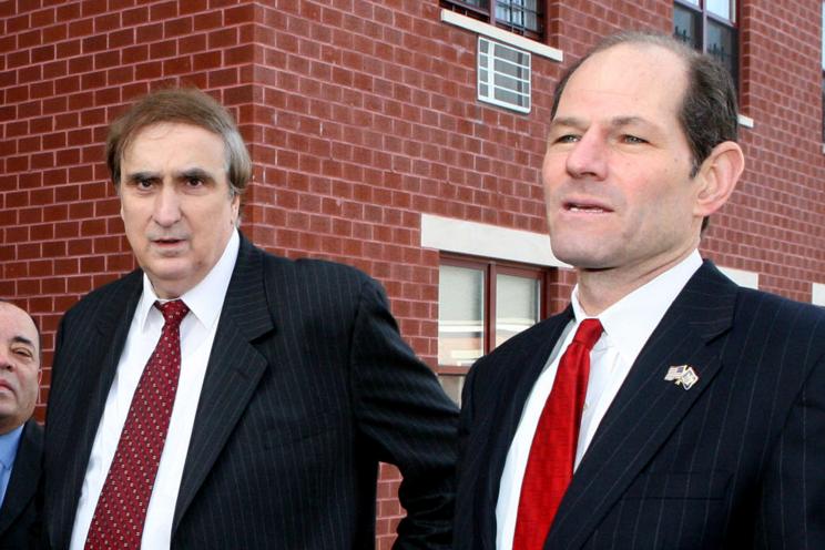 Vito Lopez and Eliot Spitzer in 2008, before both their worlds erupted in scandal.