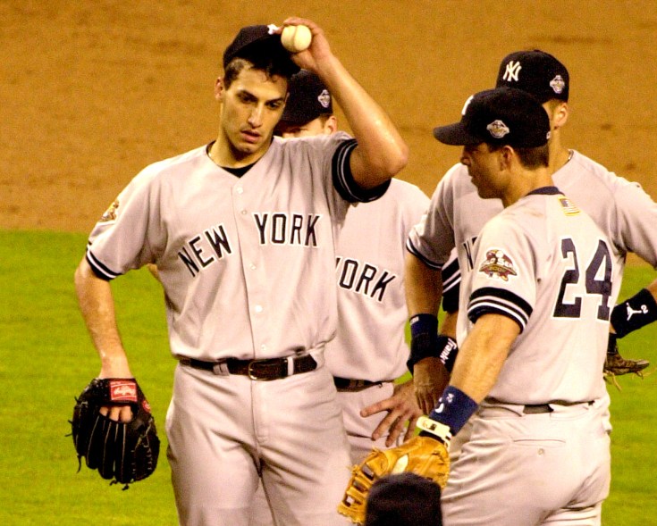 Andy Pettitte on the mound during Game 6 of the Yankees - Diamondbacks World Series