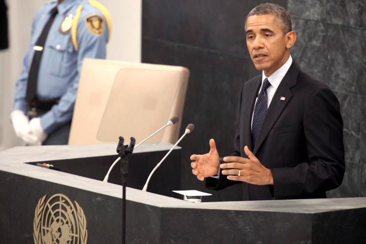 President Barack Obama delivers an address to the United Nations General Assembly.