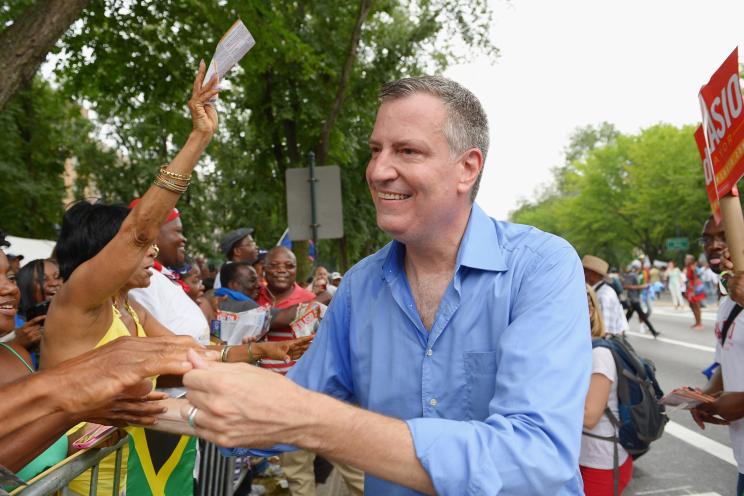 Bill de Blasio campaigns at the 2013 West Indian Day Parade.