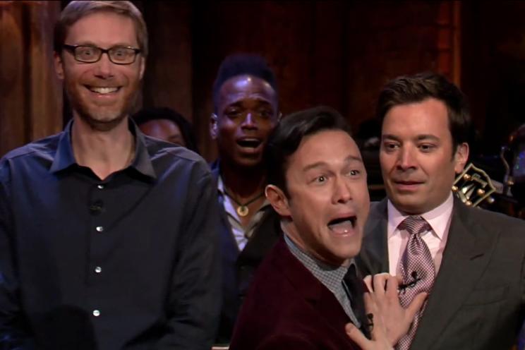 Stephen Merchant, Joseph Gordon-Levitt and Jimmy Fallon on "Late Night with Jimmy Fallon"