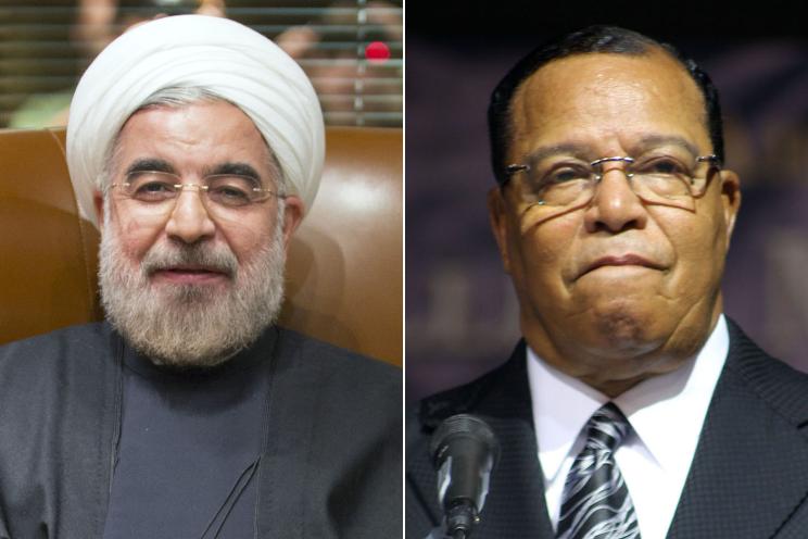 Nation of Islan leader Louis Farrakhan (right) was a VIP guest at a dinner party hosted by Iranian president Hassan Rouhani.