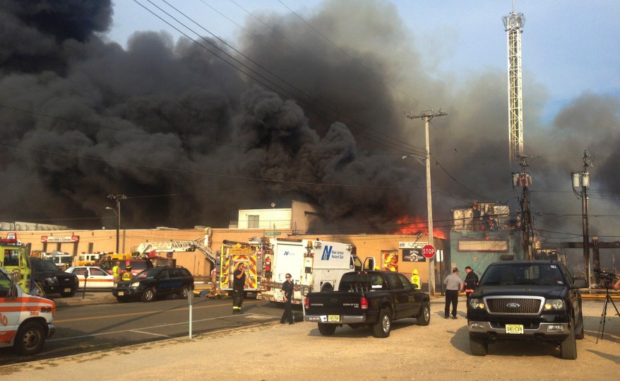 The scene at the Seaside Park fire that started at Kohr's and spread to the boardwalk and other buildings.