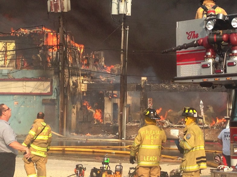 The scene at the Seaside Park fire that started at Kohr's and spread to the boardwalk and other buildings.