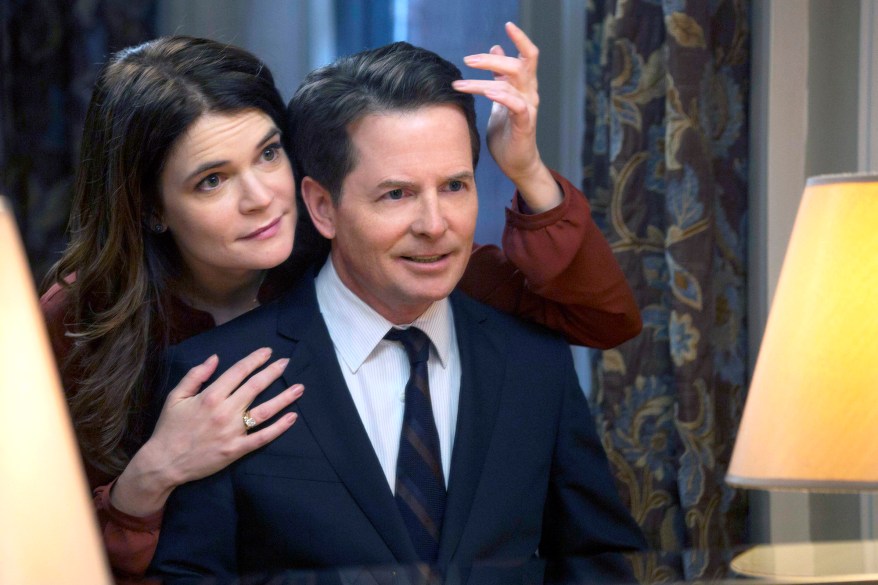 Annie (Betsy Brandt) gets hairy with hubby Mike (Michael J. Fox) on "The Michael J. Fox Show."