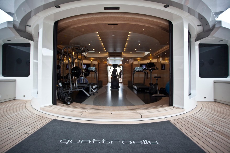 The gym of Quattroelle, a 288-foot luxury super yacht