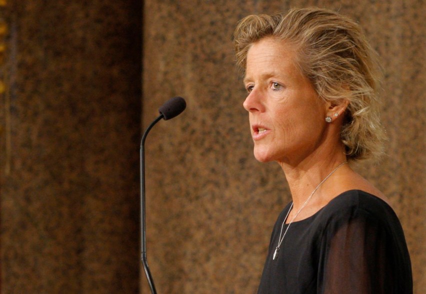 File photo of Kara Kennedy Allen, daughter of U.S. Senator Edward Kennedy, speaking during her father’s  funeral service in Boston