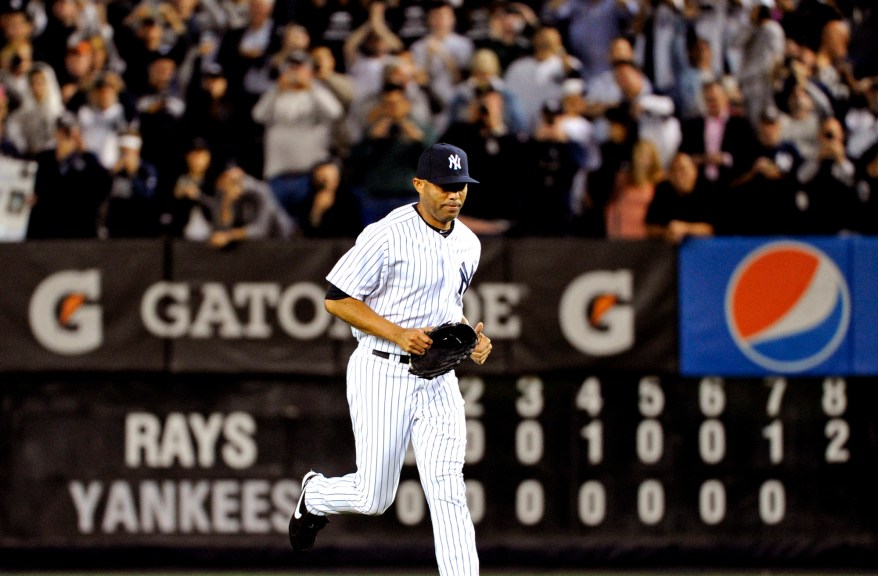 Mariano Rivera runs in from the bullpen for his final appearance at Yankee Stadium