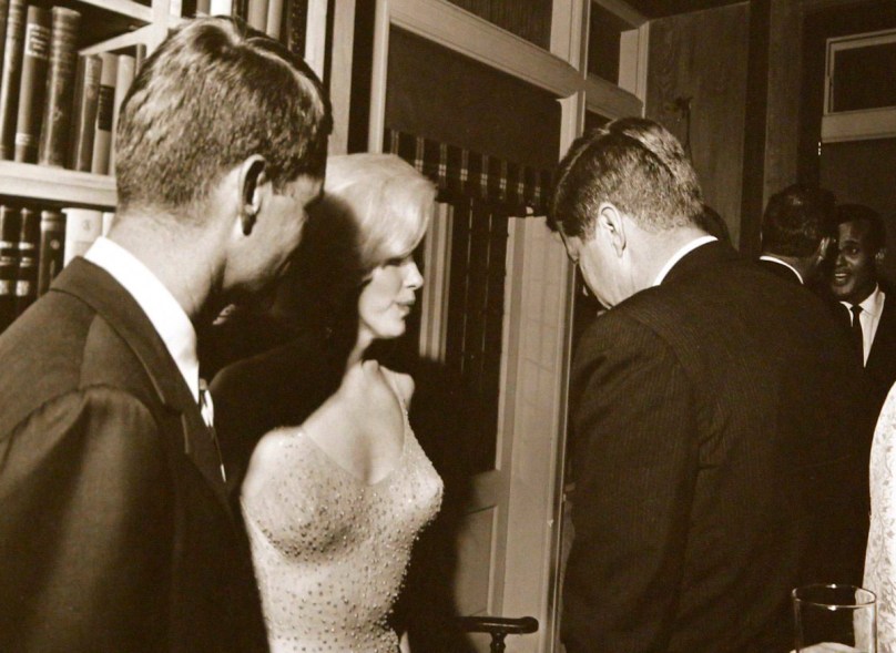 A photograph of former U.S. President Kennedy turning away from the camera at a Democratic Fundraiser in New York City is on display before an upcoming auction in New York