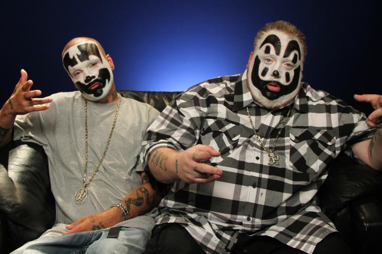 Insane Clown Posse members Joseph Utsler, known as Shaggy 2 Dope (left) and Joseph Bruce, known as Violent J, perform on their FUSE TV weekly show.