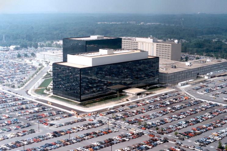 An undated aerial handout photo shows the National Security Agency headquarters building in Fort Meade, Maryland.