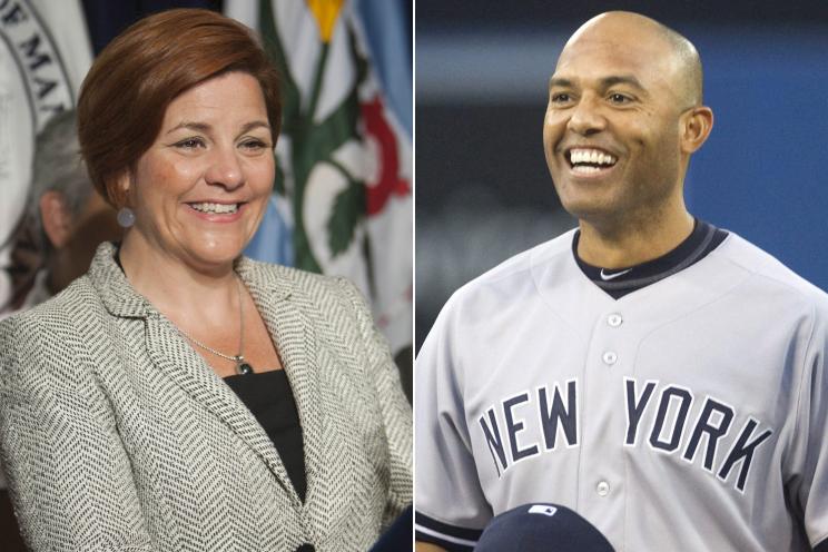 City Council speaker Christine Quinn (left) says she'll be willing to listen to a proposal to rename River Avenue in the Bronx after Mariano Rivera.