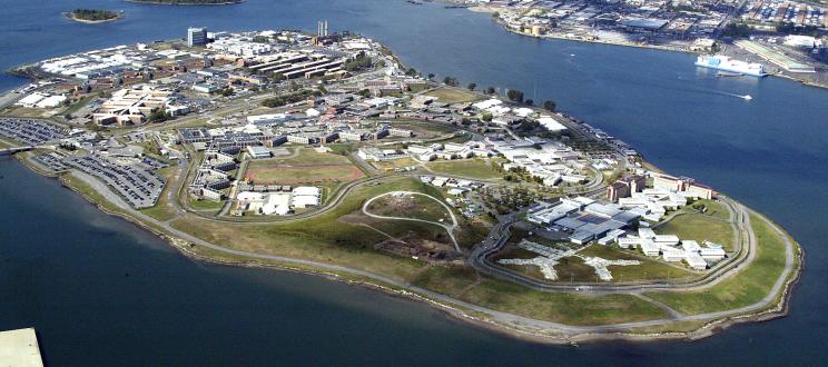 Rikers Island prison complex aerial