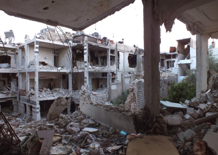 Buildings in Syria damaged by Assad forces.