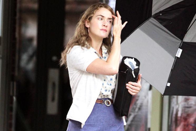 Kate Winslet on set in Shelbourn Falls Mass while she films Jason Reitman's “Labor Day.”