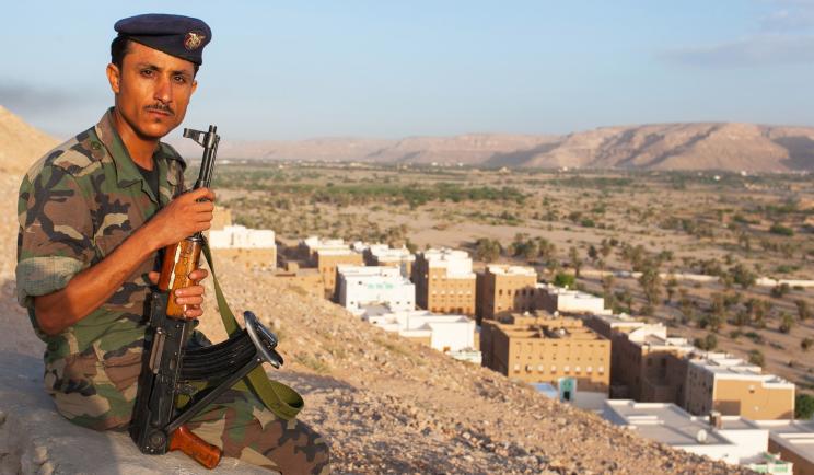 A Yemen soldier watching guard.