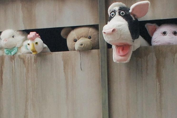 Street artist Banksy's latest work is a slaughterhouse truck filled with stuffed animals.