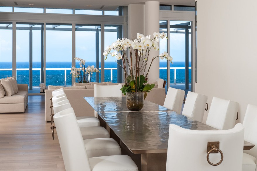 $13.5 Million, Boca Raton: One thing’s certain about the folks in Boca: They don’t suffer self-esteem issues. To wit: This 6,900-square-foot penthouse in the One Thousand Ocean condo is billed as “the finest residence ever publicly offered” in the area. Looking east, you’ll get “endless” views of the ocean and beach; looking west, take in Boca Raton Inlet — both are best enjoyed from the 4,000 square feet of “resort-infused” terrace (which includes a private pool and spa). Designer Esther Gutmer is the brains behind the custom European finishes and furnishings in the sprawling four-bedroom, 4¹/₂-bathroom home. Agent: Senada Adzem Bernard, Douglas Elliman, 561-245-2635