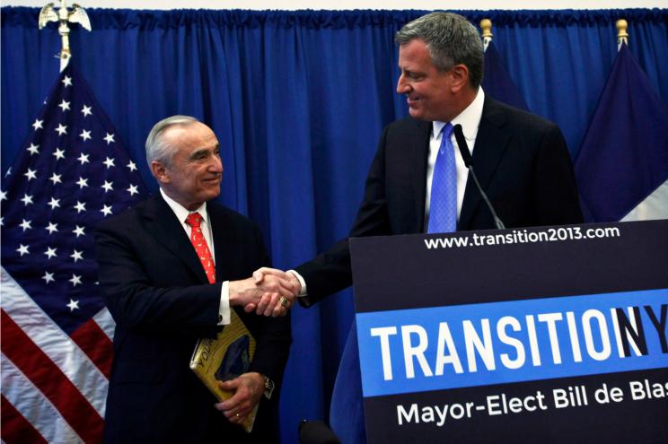 Bill de Blasio introduces his police commissioner Bill Bratton