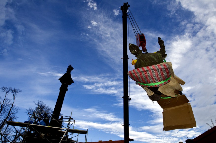 Restoring Of The Column Of Virgin Mary At Hradcany Square In Prague