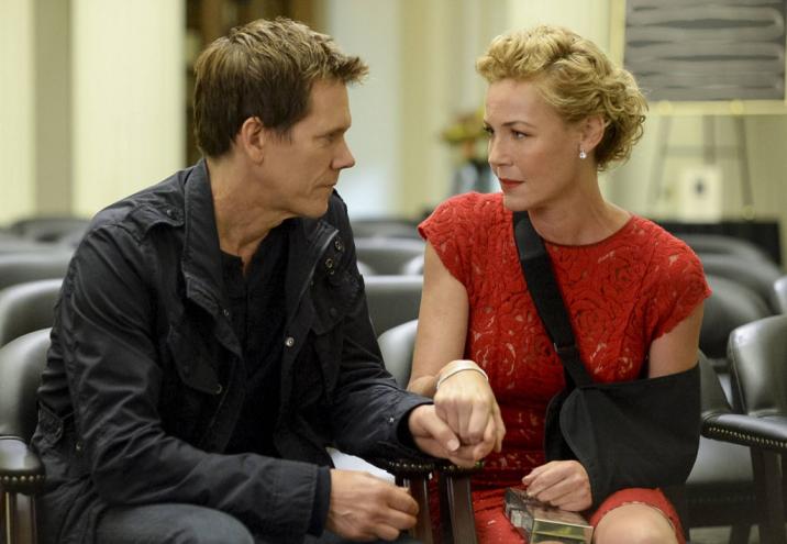 Ryan Hardy (Kevin Bacon, left) assures Lily (Connie Nielsen, right) during the season premiere of "The Following."