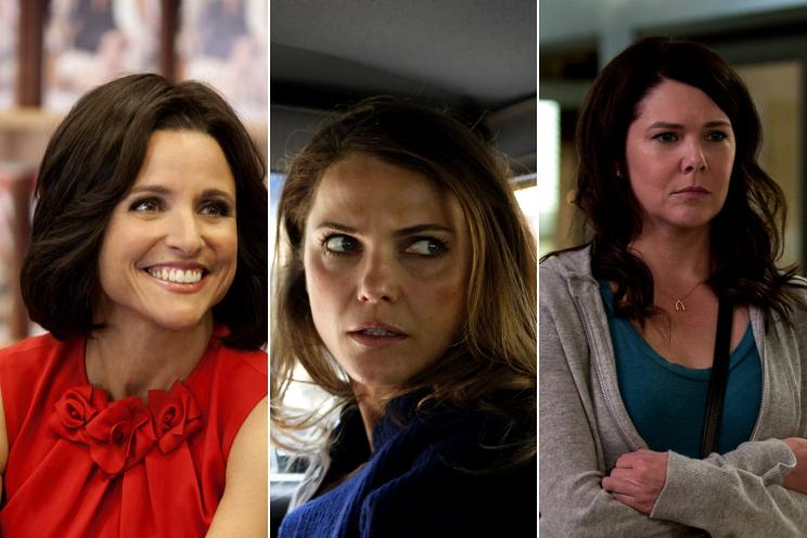 From left, Julia Louis-Dreyfus in HBO's "Veep," Keri Russell in FX's "The Americans," and Lauren Graham in NBC's "Parenthood."