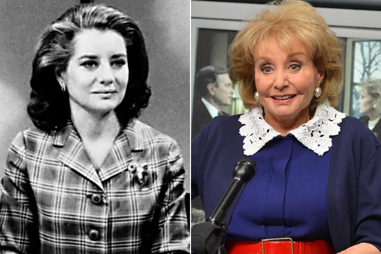 Then and now: Barbara Walters hosts NBC's "Today" in 1971 with Hugh Downs, and Monday at ABC News headquarters in New York as it's proclaimed the Barbara Walters Building.