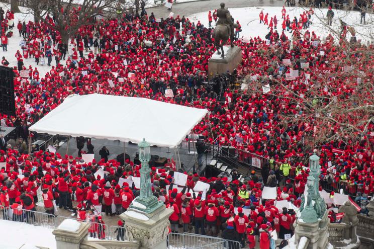 Students, family members and teachers rallied in support of charter schools in Albany on Wednesday.