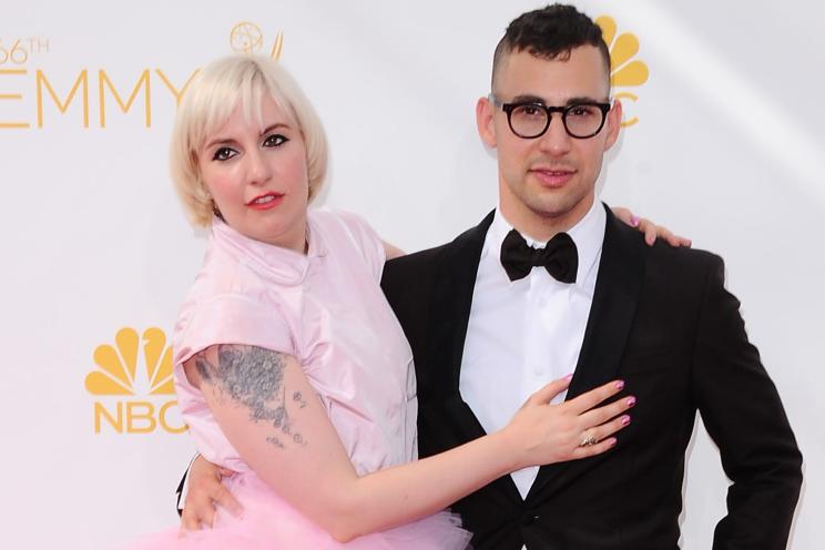 Lena Dunham with her boyfriend Jack Antonoff at the Emmys.