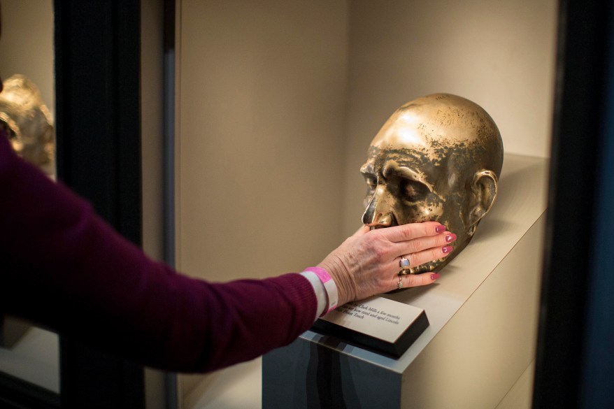 A mold of Lincoln's face is displayed at the Abraham Lincoln Presidential Library and Museum in Springfield, Ill.