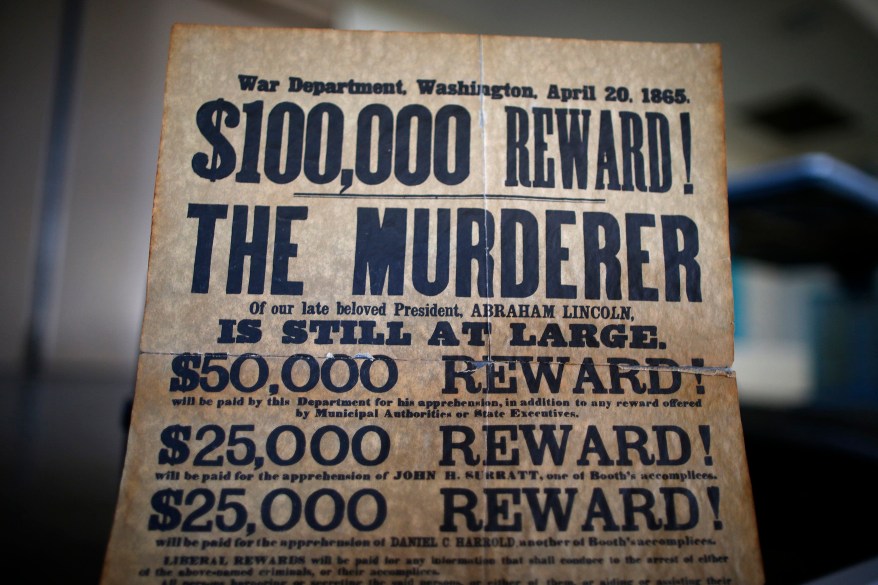 A wanted ad for Lincoln's murderer