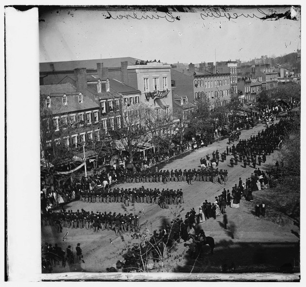 Crowds gather for Lincoln's funeral procession in Washington on April 19, 1865.