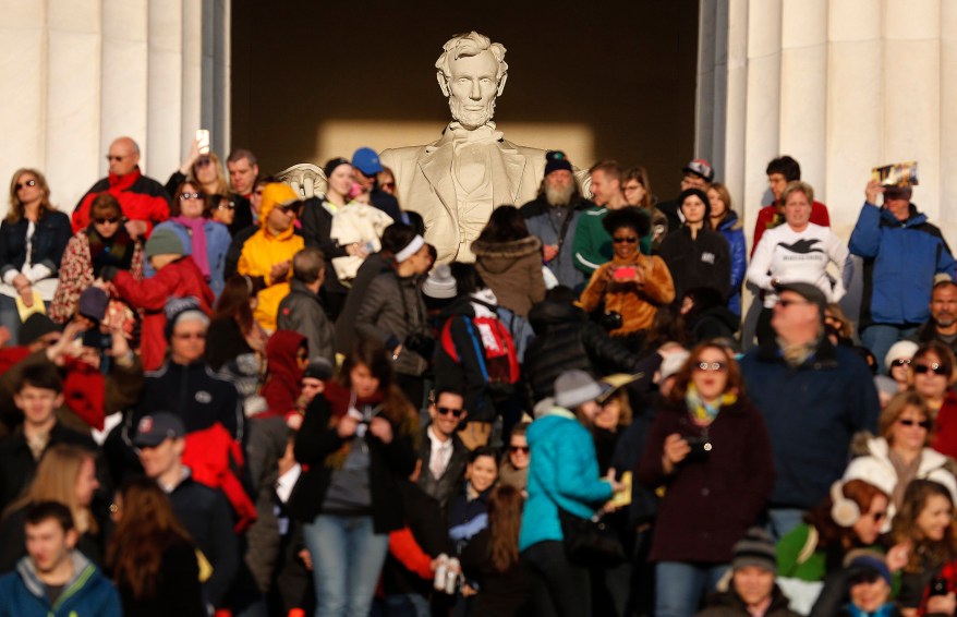 Crowds gather at the Lincoln Memorial in Washington.