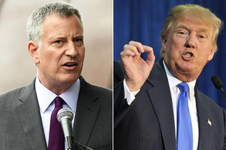 Bill de Blasio and Donald Trump