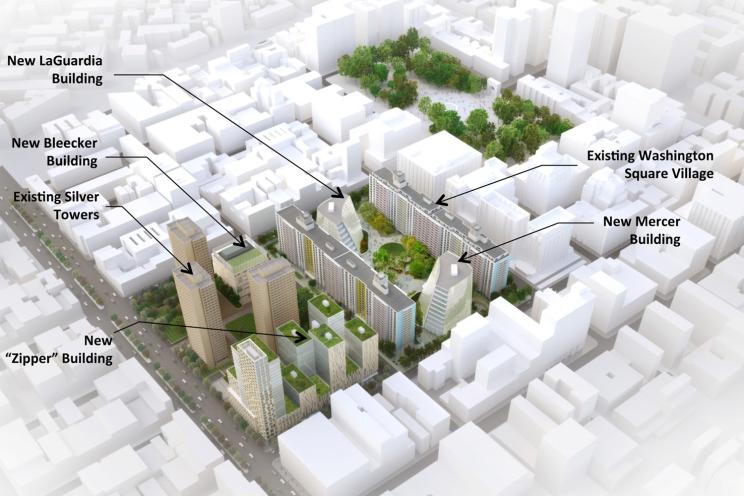 This architect's rendering provided by New York University outlines proposed plans for new facilities.