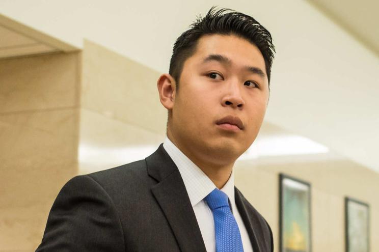 Peter Liang outside the courtroom on Jan. 28.