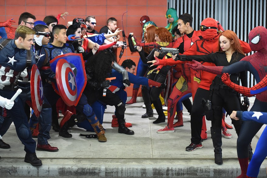 Cosplayers pose at New York Comic-Con.