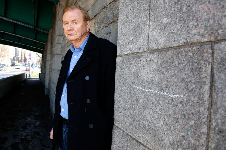 Former KGB spy Jack Barsky stands next to a wall - part of the West Side Highway overpass near the Boat Basin on 79th St - where he'd leave a chalk mark whenever he needed to communicate with his KGB handlers.