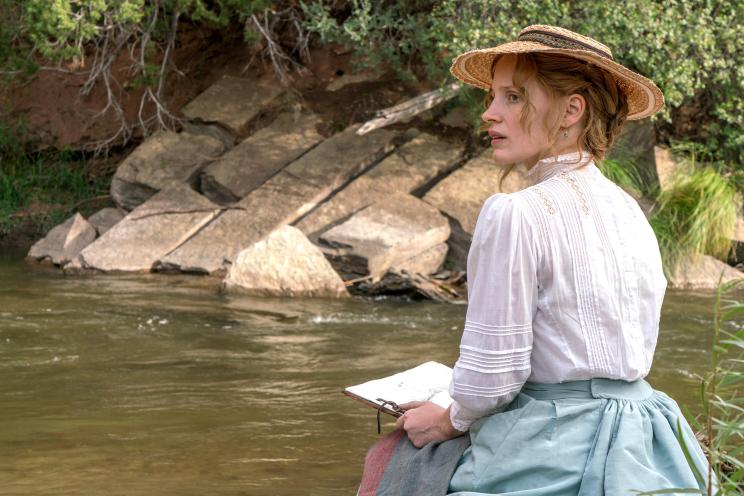 A still of Jessica Chastain in "Woman Walks Ahead."