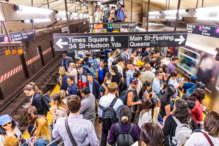 A crowded subway platform