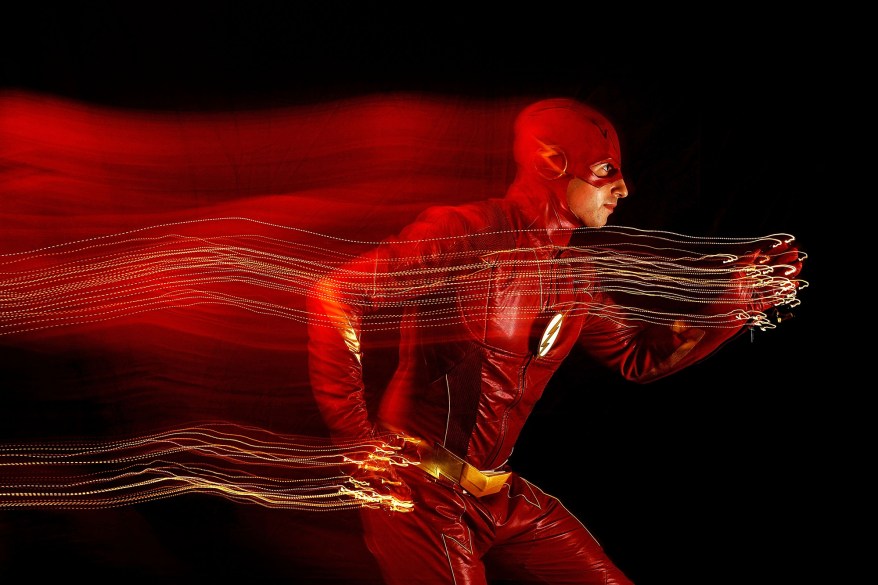 A fan cosplays as The Flash.