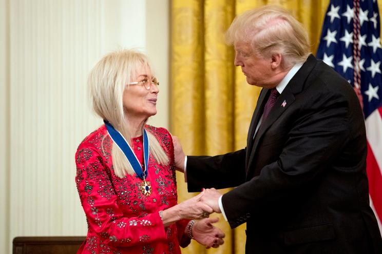 President Donald Trump awards Miriam Adelson, the wife of Las Vegas Sands executive Sheldon Adelson, the Medal of Freedom.