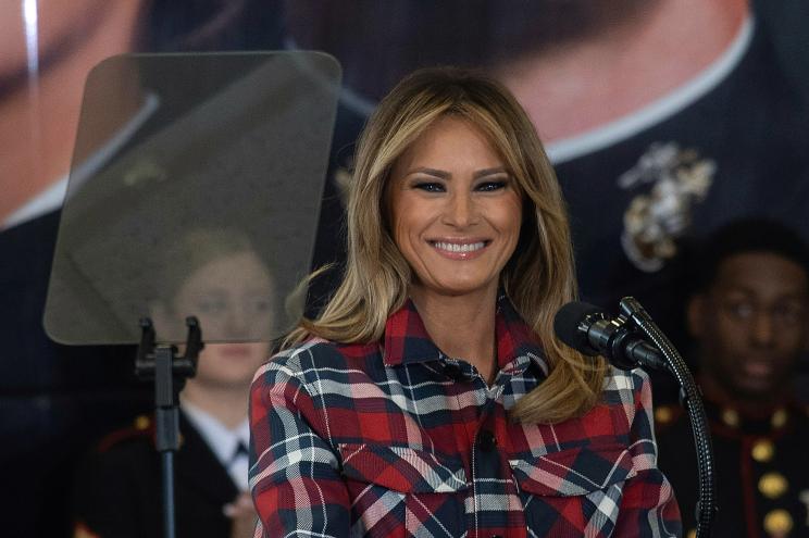 Melania Trump speaks at a Toys for Tots event at Joint Base Anacostia-Bolling.