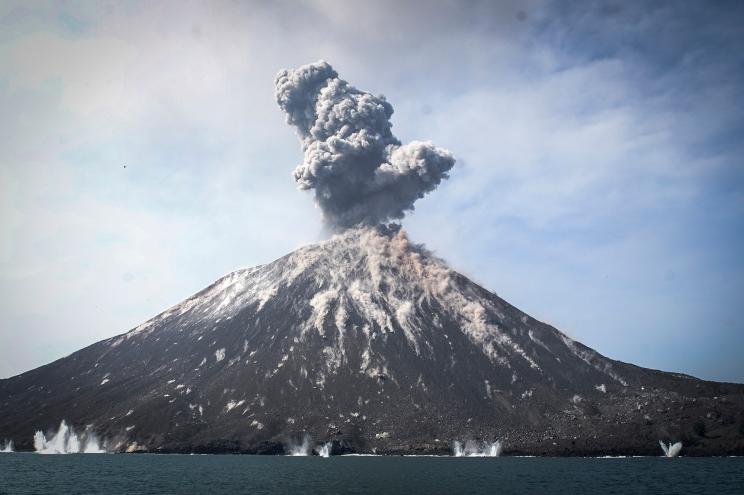 The Anak Krakatau volcano erupts in July.