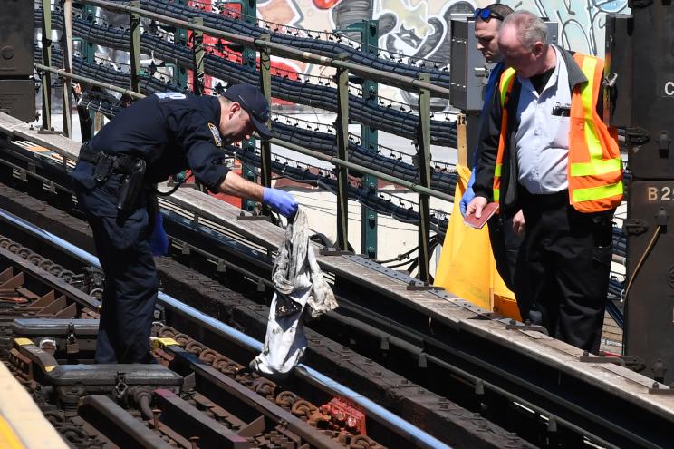 The NYPD on Wednesday removed human remains from a Brooklyn train track.