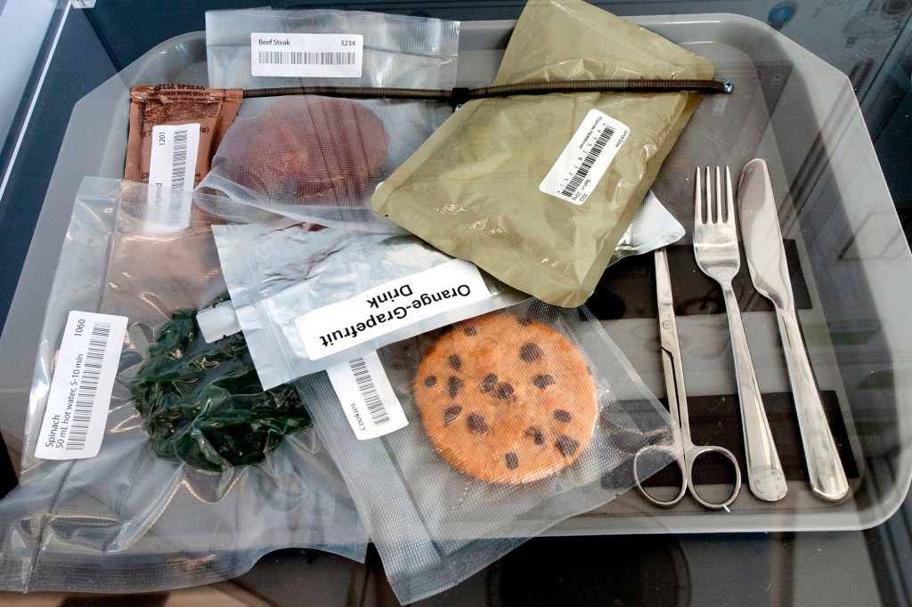 Vacuum sealed food on display inside the NASA Lunar Habitat.