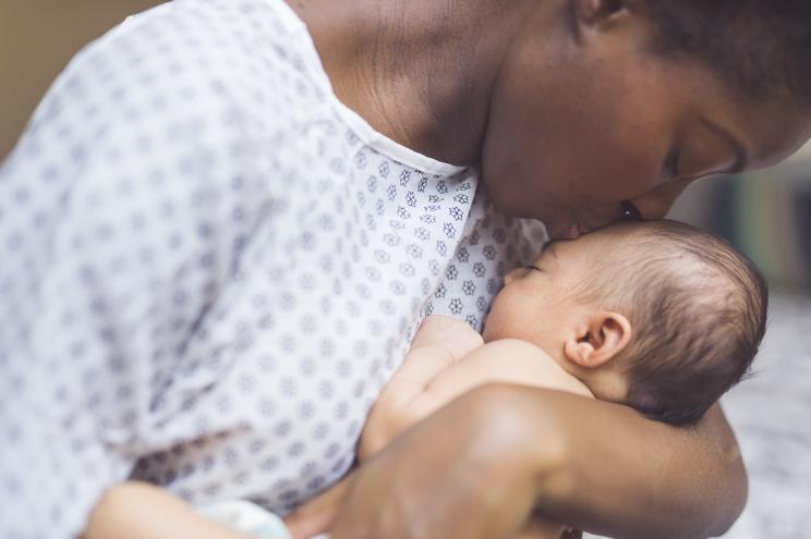 Mother with newborn baby.