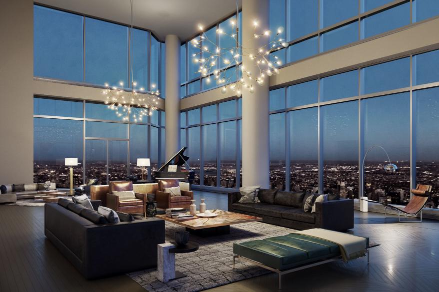 Some of the condos have double-height ceilings.