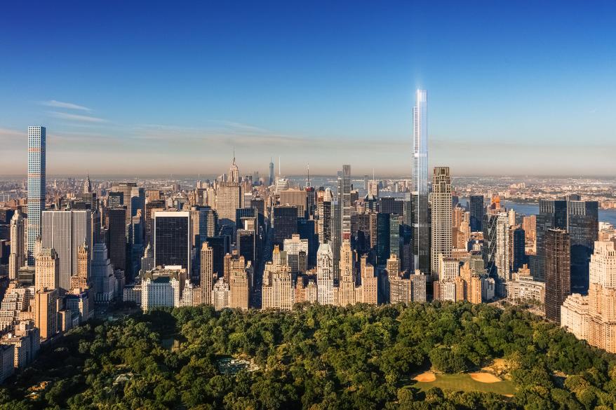 This image shows how much taller Central Park Tower is than all the other supertalls on Billionaires' Row.